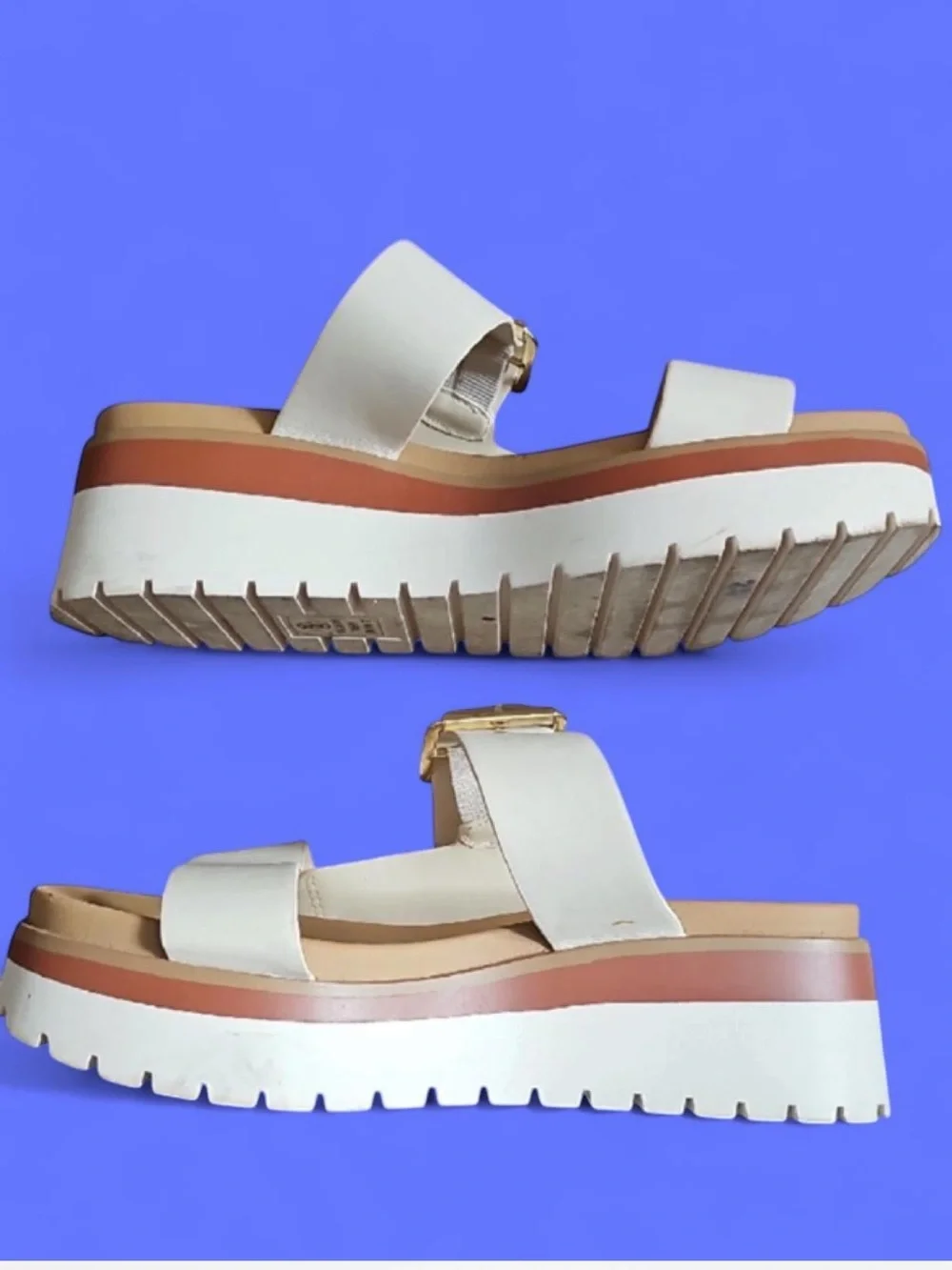 Soda Chunky White Platform Sandals size 8.5 - Y2K, Adjustable Dual Strap